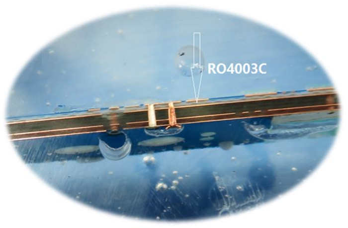 Microsection of 4 Layer Hybrid RO4003C PCB